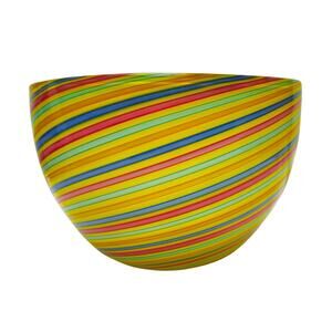 Large Cenedese Murano Glass Striped Multi Colored Bowl